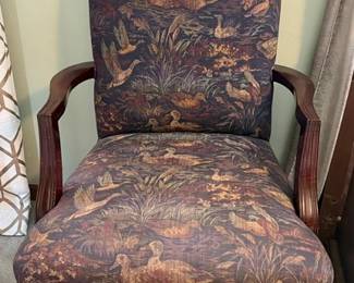 Michael Thomas vintage upholstered armchair needs a wee bit of TLC on legs to achieve original perfection