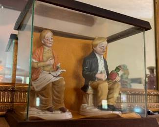 Mid Century hand painted porcelain Flambro figurines in display box