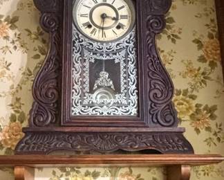Antique 1880s Ansonia parlour Gingerbread clock, 8 day operation on a single wind