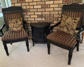 Ashley Britannia Rose carved upholstered Coffee Sack side chairs