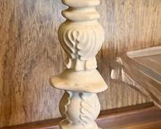 Pottery Barn Leah distressed white terracotta pillar candle holder, top is removable and has pin to secure candle