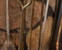Vintage Brass fireplace tool set, antique metal ash shovel