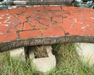 Mosaic tile heavy concrete curved banch