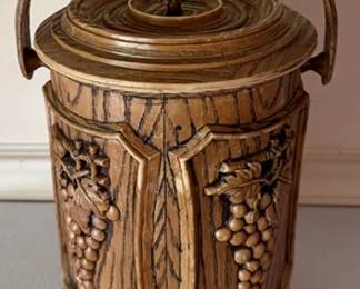 Vintage Mid Cetury Modern Brentwood faux wood Ice and wine bucket