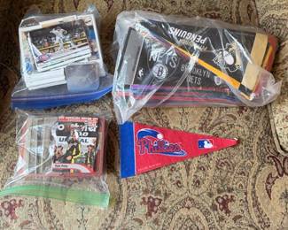 Assorted Baseball cards and full set of MLB Penants