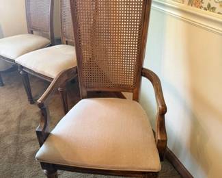Thomasville Caneback upholstered dining chairs for dining table