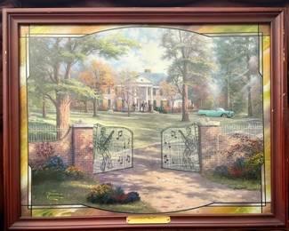 Thomas Kinkaid Graceland 50th Anniversary Limited Edition Canvas, certificate of authenticity,numbered
