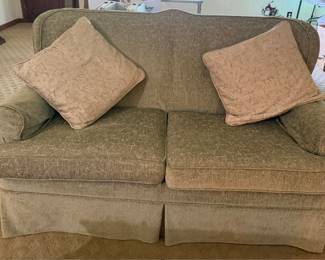 Loveseat with custom slipcovers and cushions