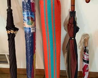 5 ft. beach umbrella, beach mat, vintage Aramis umbrellas