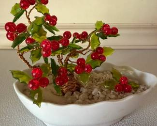 Winterberry Bonsai in Japanese porcelain pot with moss