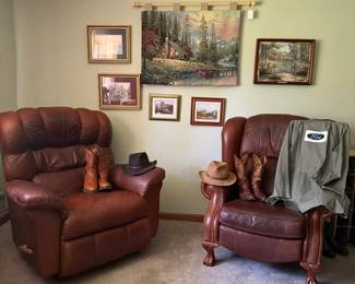 Recliners ,hats, art