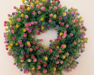Plastic floral wreath