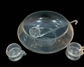 Glass Punch Bowl Set Bowl, Ladle, 8 Cups