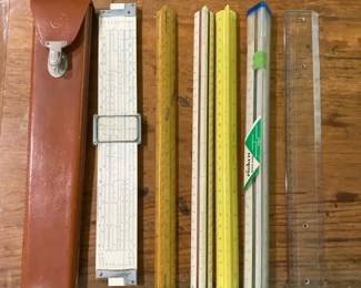 Vintage Drafting Tools Eugene Dietzgen Slide Rule, Drafting Triangles, MORE