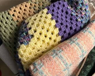 Vintage Throw Blankets Handmade Crochet, Woven, MORE