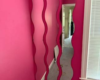 Retro IKEA KRABB Squiggle Mirrors Set Of 3 Vintage Wavy Full Length Wall Decor