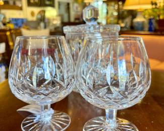 Pair of Lismore crystal brandy snifters