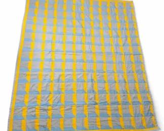 Yellow and Blue Floral Quilt