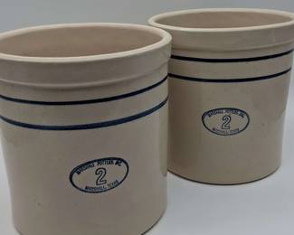 Marshall Pottery Stoneware 2 Gall Crock X2 Holes Drilled For Planter Use