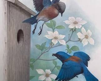 Signed Print Western Bluebirds By Bierly
