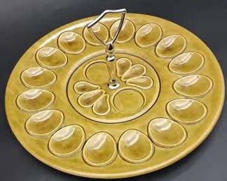 MCM California Pottery Deviled Egg Tray Avocado Green