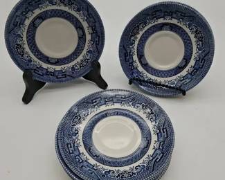 Vintage Churchill England Blue Willow Tea Saucers 8pc