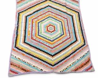 Vintage Trip Around The World Hexagon Mosaic Quilt