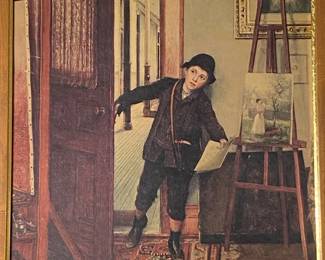 Reproduction Board Print Of The Newsboy by artist George Newell Bowers