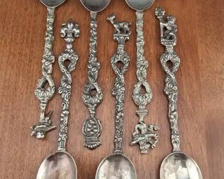 Vintage Italian Renaissance Figural Demitasse Spoons