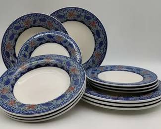 Pier 1 Imports Italian Mosaic Pattern Dinner Plates 4 preson set, Made in Italy
