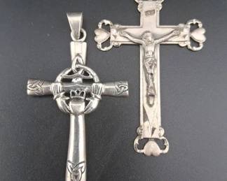 Sterling Cross Pendants And Chains 15in and 20in