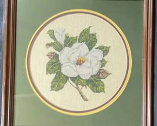 Vintage Framed CrossStitch Magnolia