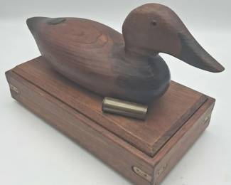 Vintage Hand Carved Wooden Duck Box