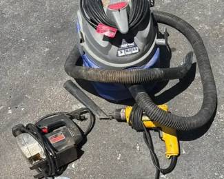 5Gal Shop Vac Corded Tools, Vsr DeWalt Drill, Skil Jig Saw