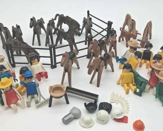 Vintage 1974 Geobra Western Cowboy, Horse Corral Playset Incomplete