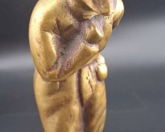 Vintage Cast Brass Figurine Elderly Man Marked Korea