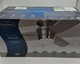 Harbor Breeze Mazon Ceiling Fan 44 Brushed Nickle flush mount LED reversible 3 speed remote