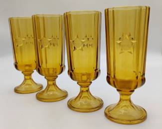 Vintage 1970s US Bicentennial Amber Glass 4Pc