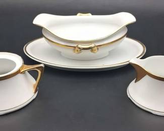 Bavarian Porcelain Turin and Z.S. Co Gold Trim Boat and CreamSugar