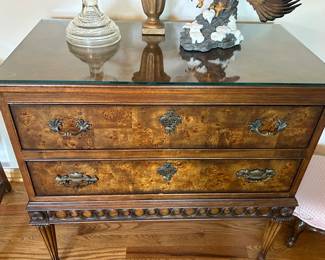 Burl Wood 2 Drawer Chest