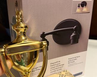 NIB Brass Door Knocker and Light Fixture