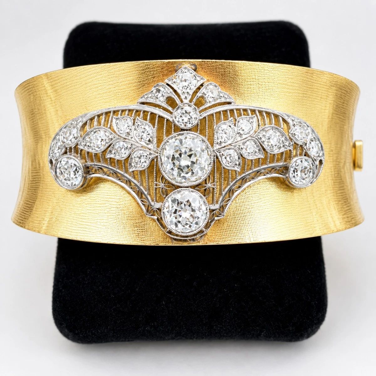 Exceptional 3.49 CTW Old European Cut Diamond 14K Gold & Platinum Art Deco Style Estate Bracelet – 54.82g
