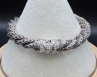 John Hardy Sterling Silver Diamond Bracelet – Kali Collection – Designer Fine Jewelry