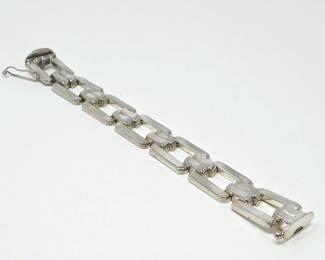 Vintage Sterling Silver Geometric Link Bracelet – Modernist Fine Estate Jewelry