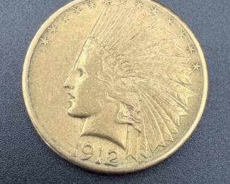 1912 $10 Indian Head Gold Eagle – Pre-1933 U.S. 90% Gold Coin – .537 OZT Family Estate Gold