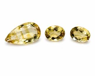 Collection of Three Loose Citrine Gemstones – Approx. 16.08 Ct. Total Weight – Pear & Oval Cuts - Gemologist Reviewed