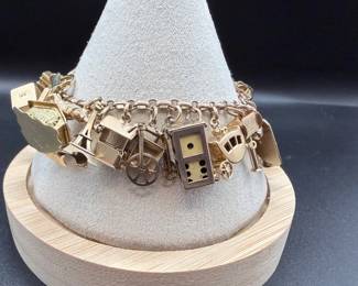 Vintage Gold & Gold-Filled Travel Charm Bracelet – European Souvenir & Figural Charms