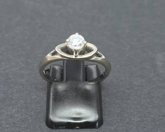 14K White Gold 1/3 Carat Diamond Solitaire Ring – Sculptural Openwork Setting