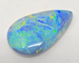 6.89 6.89 Ct. Semi-Black Opal Loose Gemstone – Pear Cabochon with Bright Multicolor Play of Color