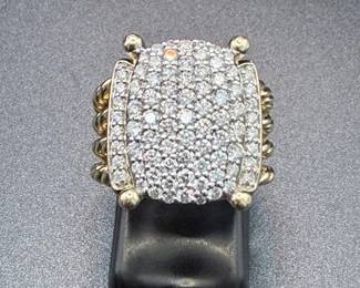 David Yurman 18K Yellow Gold & Pavé Diamond Statement Ring – Size 6 – Luxury Designer Estate Fine Jewelry
